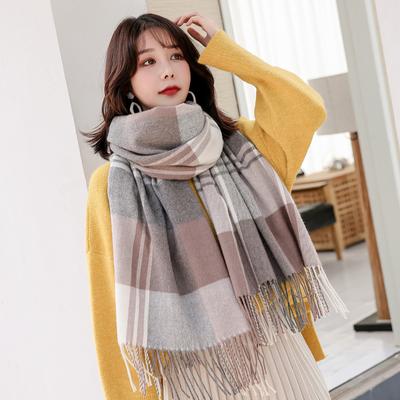 Large Plaid Wool Scarf for Women Koream Autumn Warm Shawls and Wraps Pashmina Winter Wool Scarves Blanket Echarpe Stole Ladies