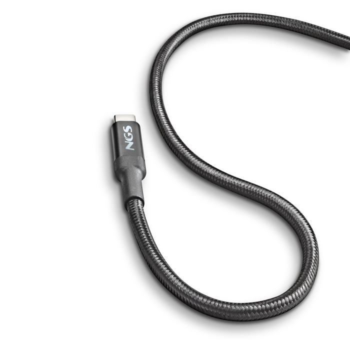 NGS KNOT 65W-3 : kabel USB C do Type-C o długości 3 m do szybkiego ładowania urządzeń do 65 W. Wysoka kompatybilność. Czarny.