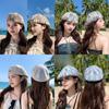 Womens Vintage Style Beret Cap With Short Brim Sunshade Breathable Polyester Summer Accessory