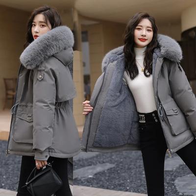 Cotton Padded Korean Style Coat Jacket Winter Large Collar Lamb Wool Cotton Coat Loose-fit Women's Cotton Padded Parka