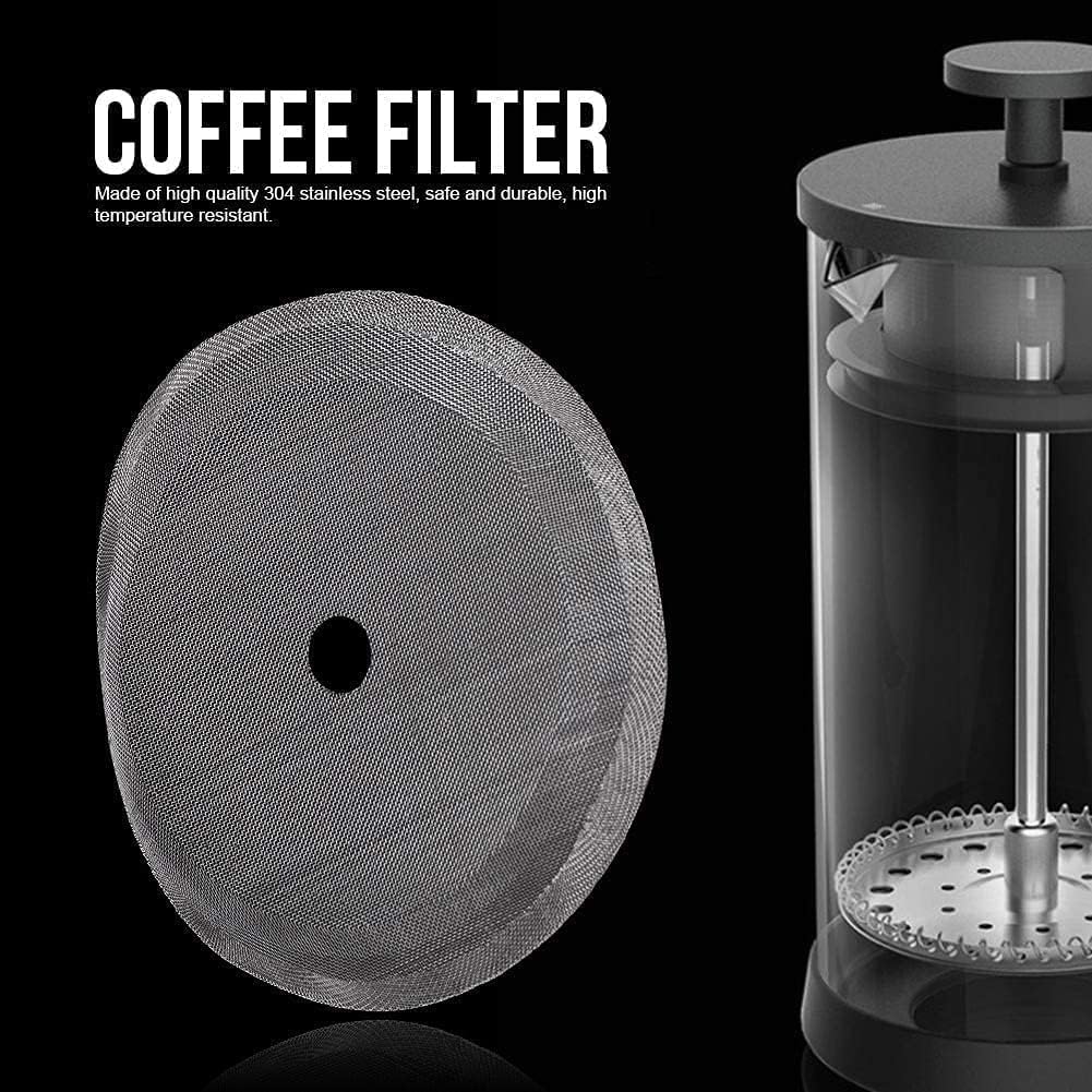 5Pcs Silver Universal French Press Filter Screen 3.6" 304 Stainless Steel French Press Filter Replacement Useful and Professional Coffee Filters