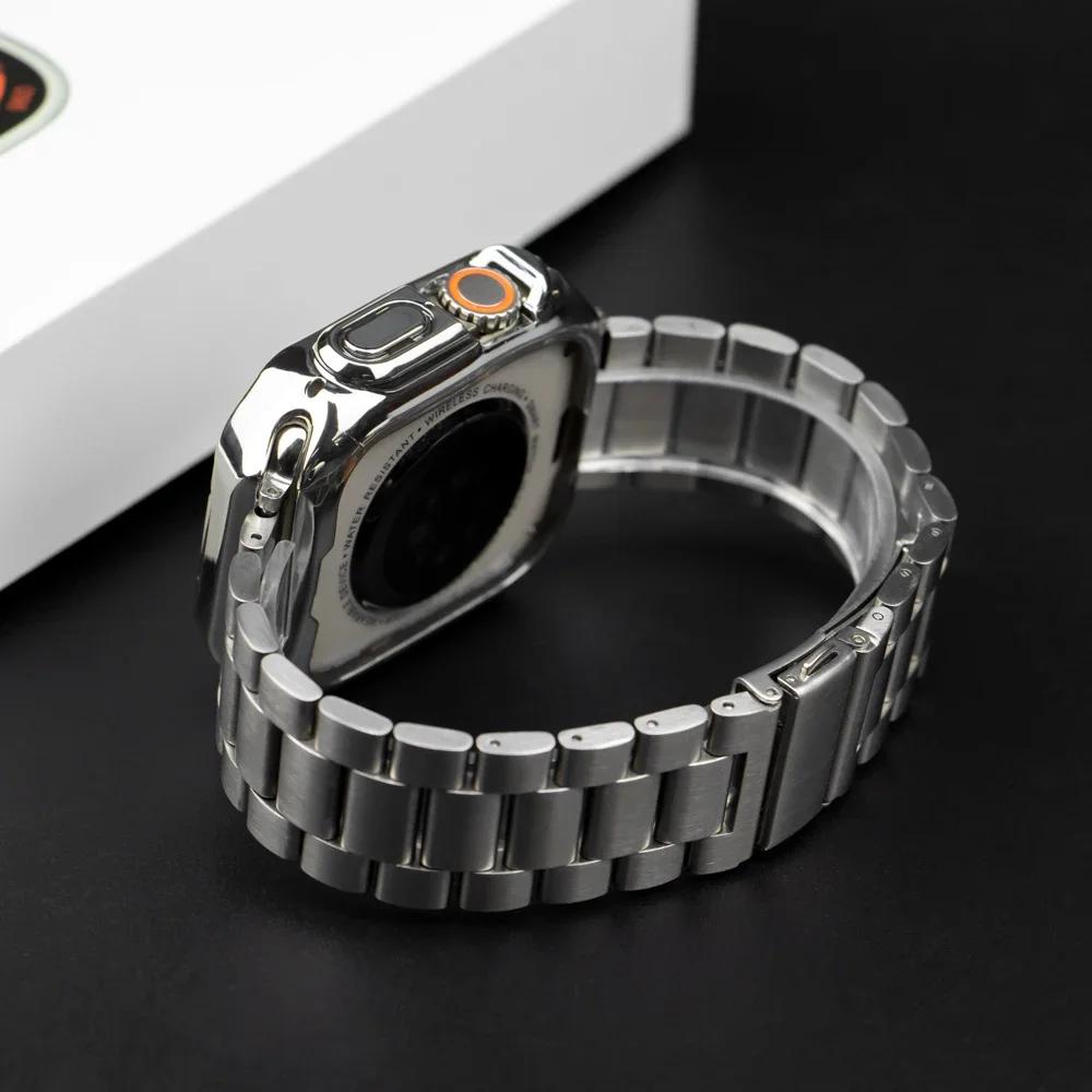 Stainless Steel Strap For Apple Watch 46mm Ultra 49mm Metal Wristband Bracelet For iWatch 10 9 8 5 4 SE 42mm Business Watchband