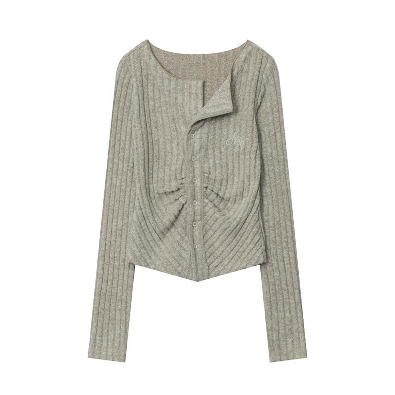 Autumn Women's Blouse Sexy Temperament Knitted Cardigan Single-breasted Long-sleeved Tide Top