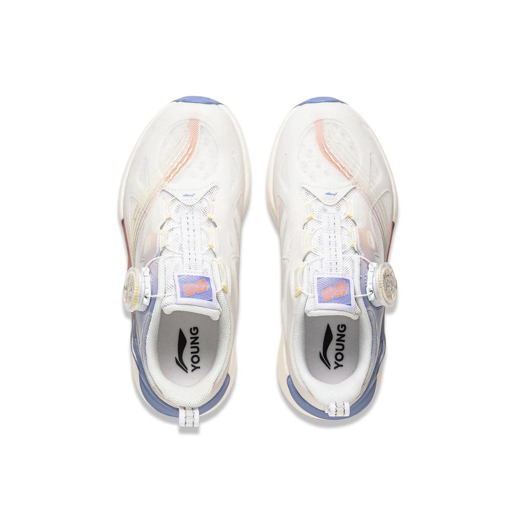Li Ning Kids Running Fashion Versatile Comfortable Practical Low-Top Running Shoes Kids Sneaker Standard-White Snow-Blue Purple YKFV078-4