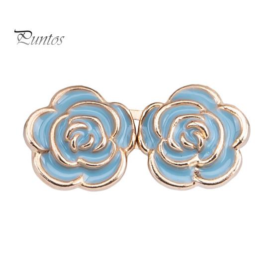 Metal Pants Tightener Pins 1 Pair Rose Waist Pins, No-sew Tighteners, Cincher Detachable Flower for Jeans Skirts Waistband Adjustment Tool