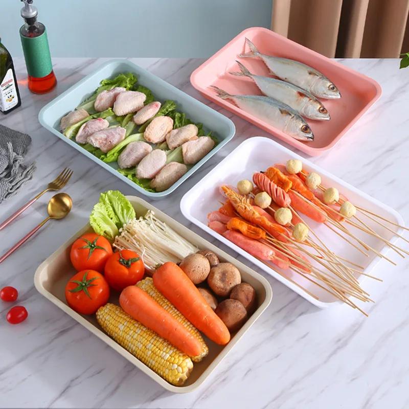 Plastic Rectangular Deepening Tray Deli Dish Bread Plate Breakfast Tray Multifunctional Cup Sundries Storage Kitchen Supplies