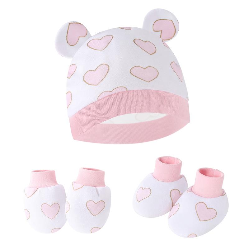Newborn Newborn Baby Hat Anti Scratch Gloves Protective Foot Cover Three Piece Set Baby Hat Baby Hat