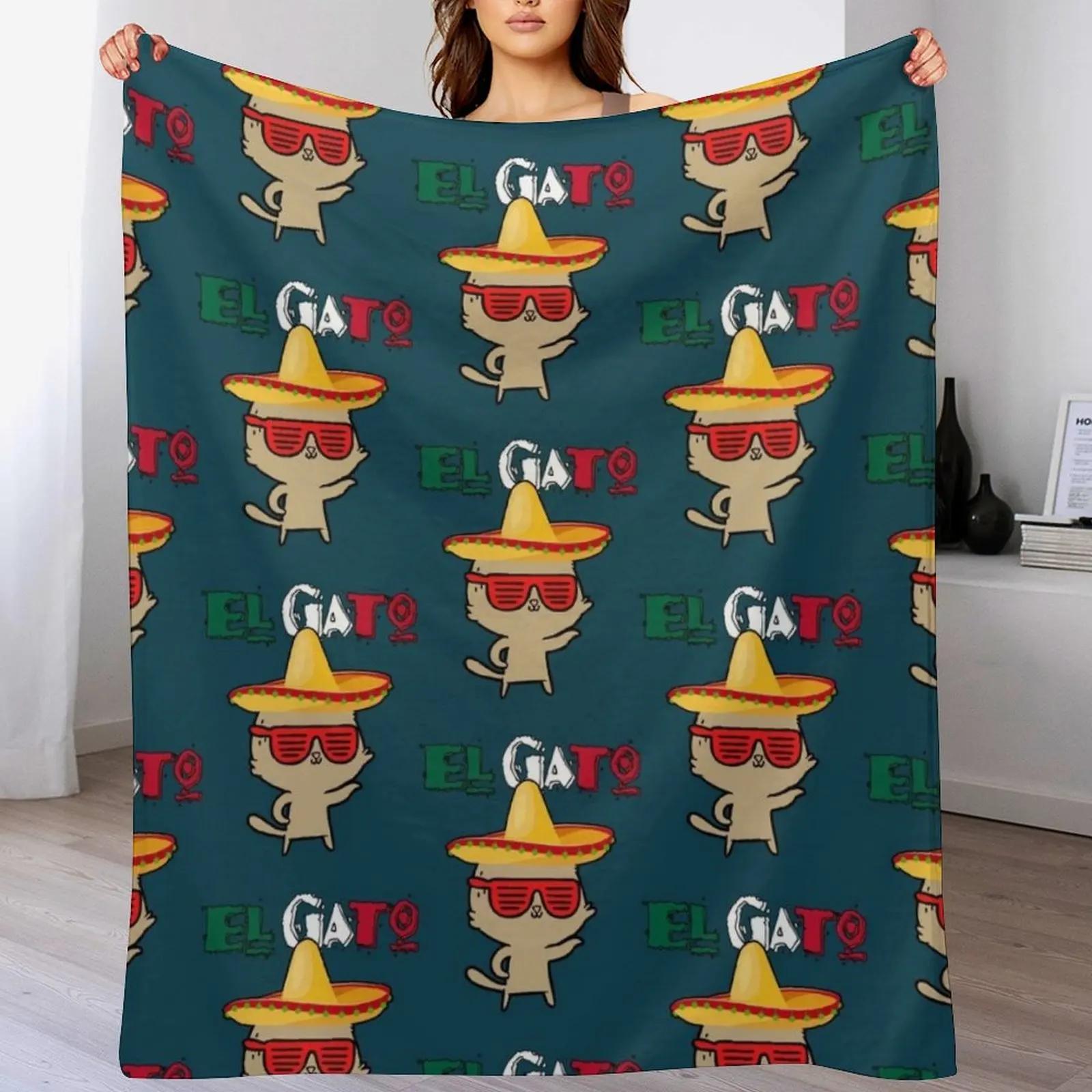 El Gato Mexican Cat Throw Blanket Cozy Throw Blanket for Bed Sofa Chair 102x76cm(40x30in)