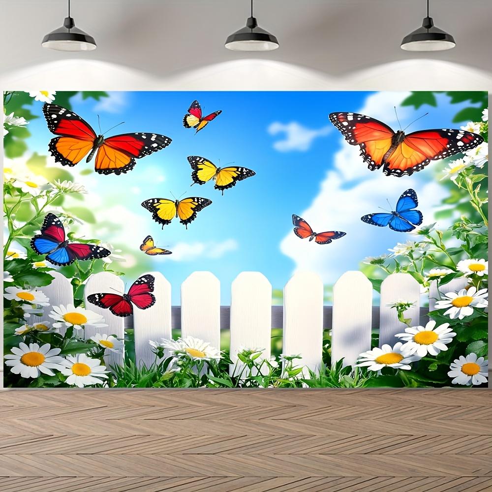 1Pcs Colorful Spring Flower Butterfly Decoration Background Backdrop For Photo Studio Photo Booth Party