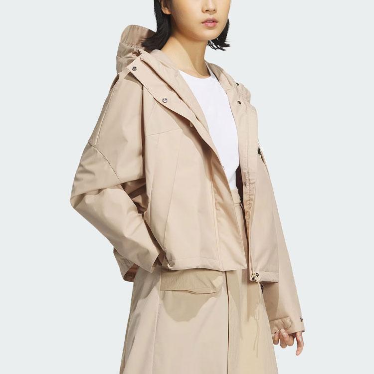 adidas City Escape Woven Jacket With Pure Logo Casual Hooded Coat Women Outerwear Magic-Light-Brown JE8591