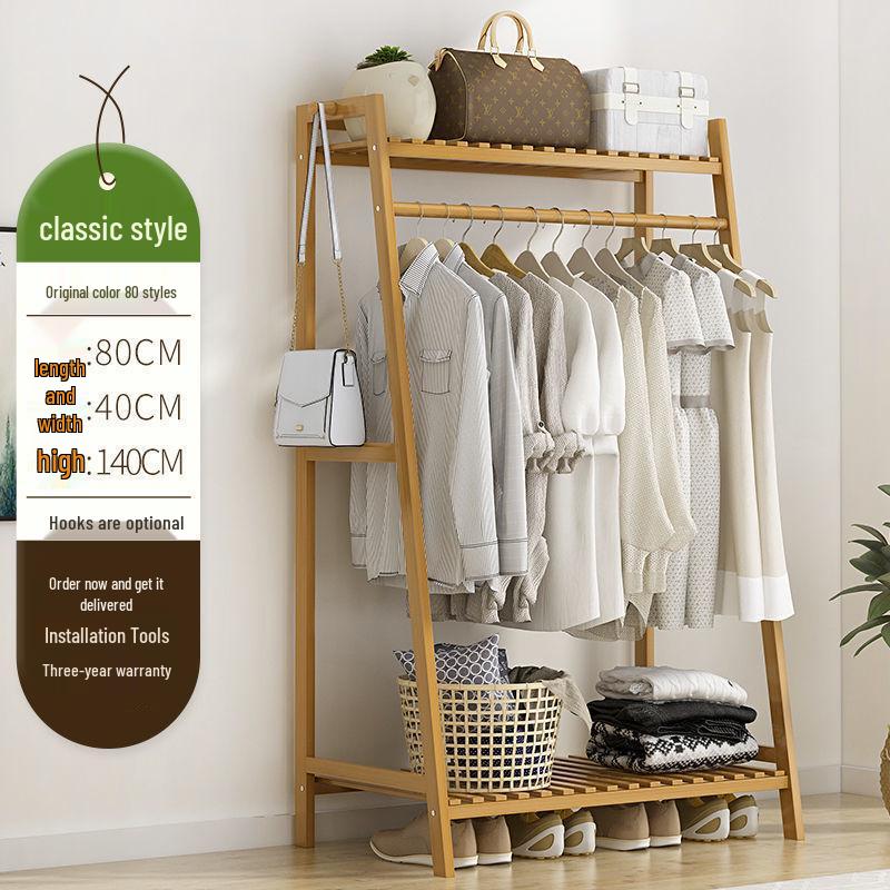 Bamboo Floor-Standing Clothes Rack & Wardrobe Organizer