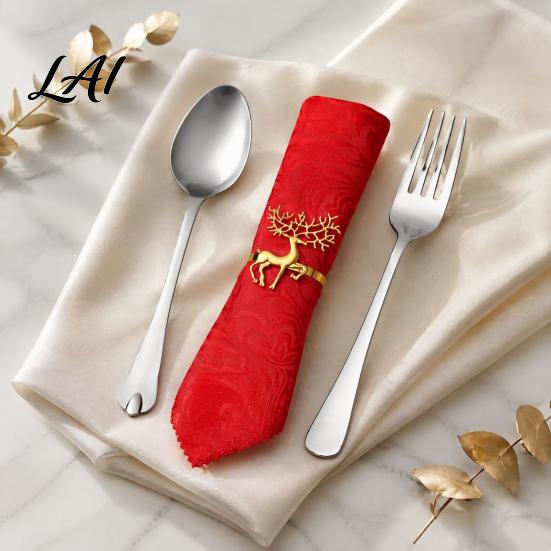 Metal Napkin Holders for Table Christmas Deer Ring Alloy Elk Holder Holiday Elegant Settings New Year Ring Winter Party Festive Dining Decoration