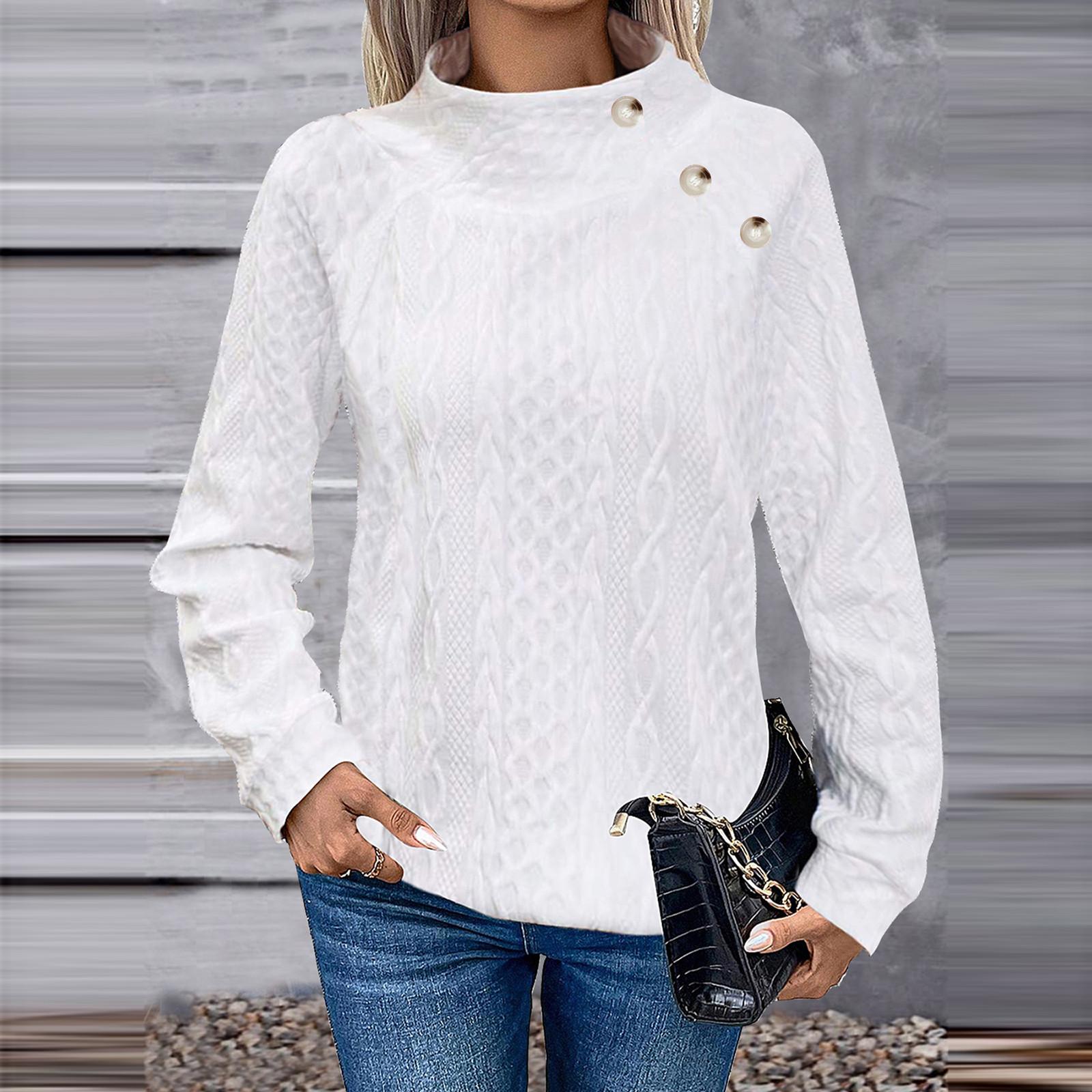 

Женская модная толстовка с длинным рукавом, однотонная, с высоким воротником, на пуговицах, в стиле кэжуал, для спорта XXL белый