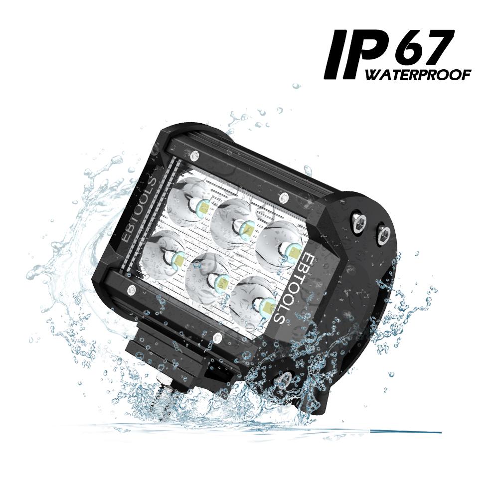 LED Pods Light Bar,EBTOOLS 2PCS 4  18W Flood Off Road Light with 15A Fuse 40A Relay Wiring Harn