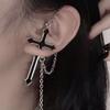 Fashionable, Indifferent, Wind Harbor, Drip Oil, Cool And Handsome Bounce, Exaggerated Cross, Chain Piercing, Ear Nails,  Earrings