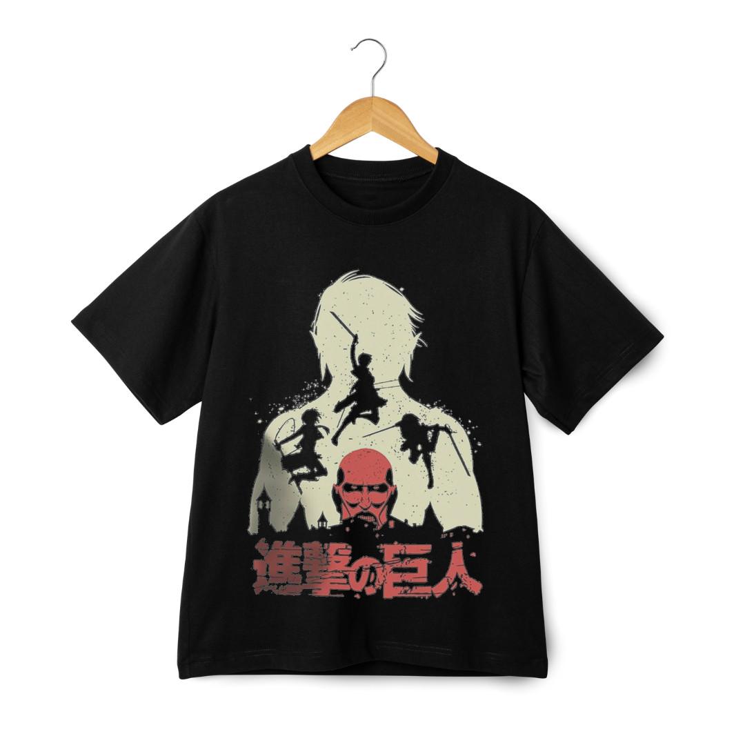 Attack on Titan Silhouette Graphic T-Shirt Mens Womens Tees Top – AOT Colossal Titan Anime Unisex Tee L