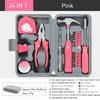 24 In 1 Multifunctional Home Repair Hand Tool Set Pliers Tape Wrench Measure Hammer Screwdriver Pink Hardware With Toolbox