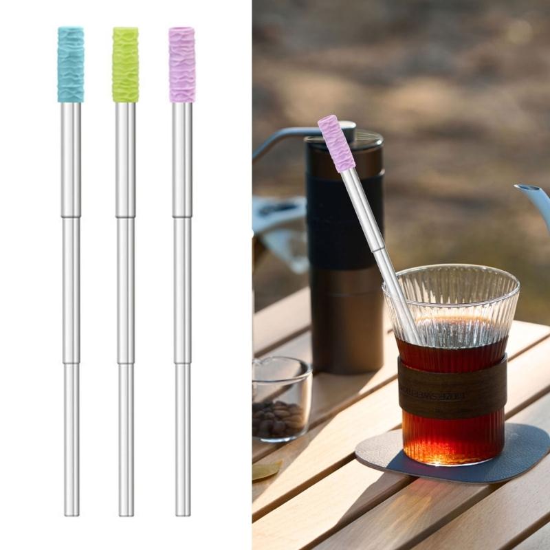 Portables Foldable Straws Suit Birthday Stainless Steel Useful Milk Straws for Travel Homes Office