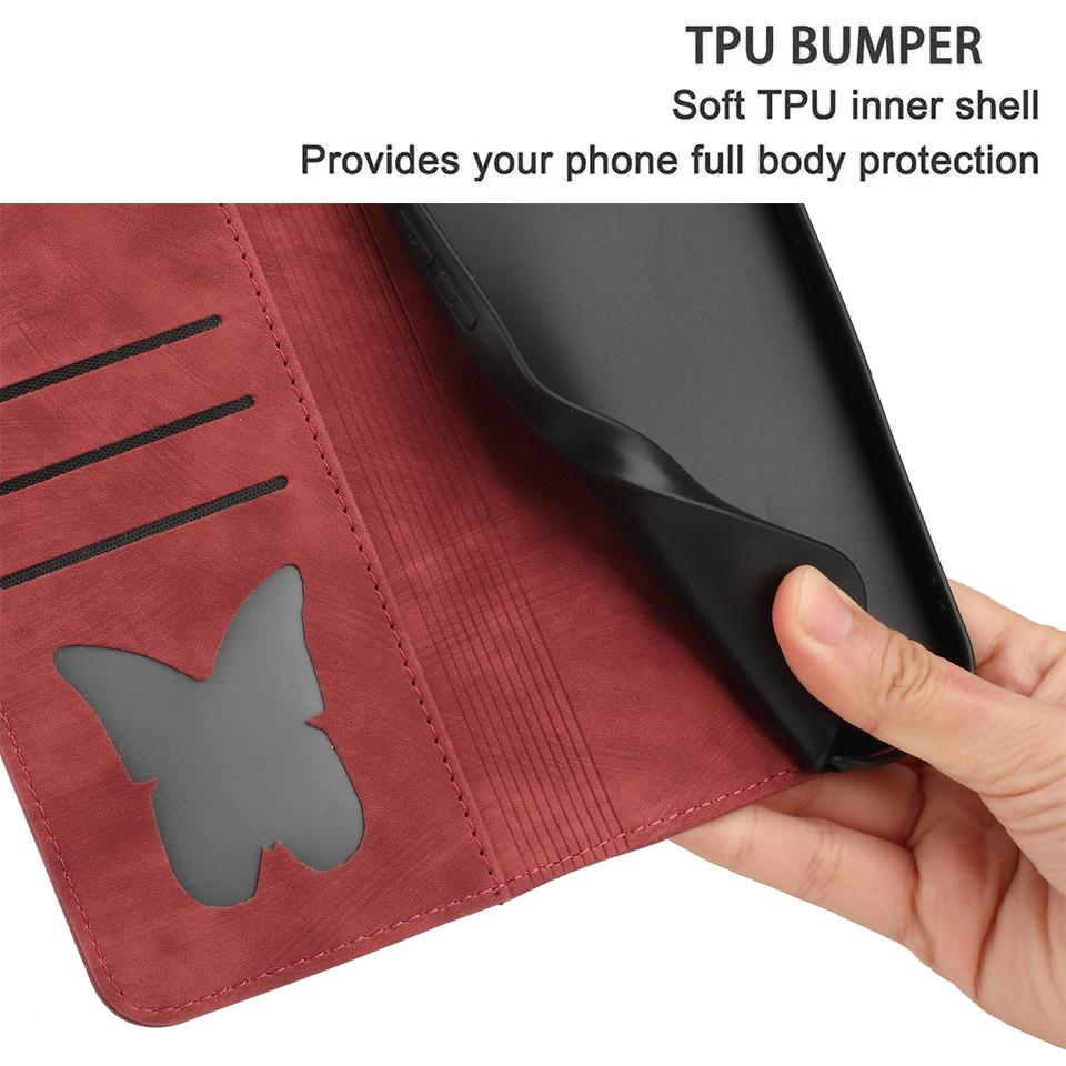 Cute Cat Butterfly Phone Cover Case for iPhone 15 14 Pro Max Funda iPhone 16 14 13 12 11 X XS XR 6 7 8 Plus Cases Leather Wallet