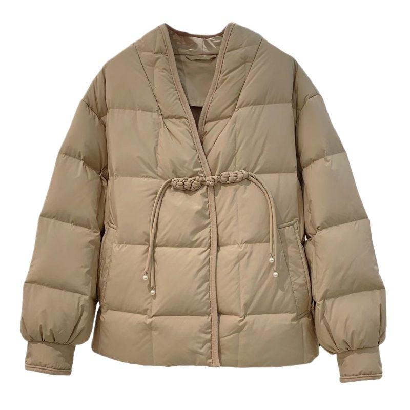 Down cotton clothes women's short buckle collar short new medium thickened winter coat