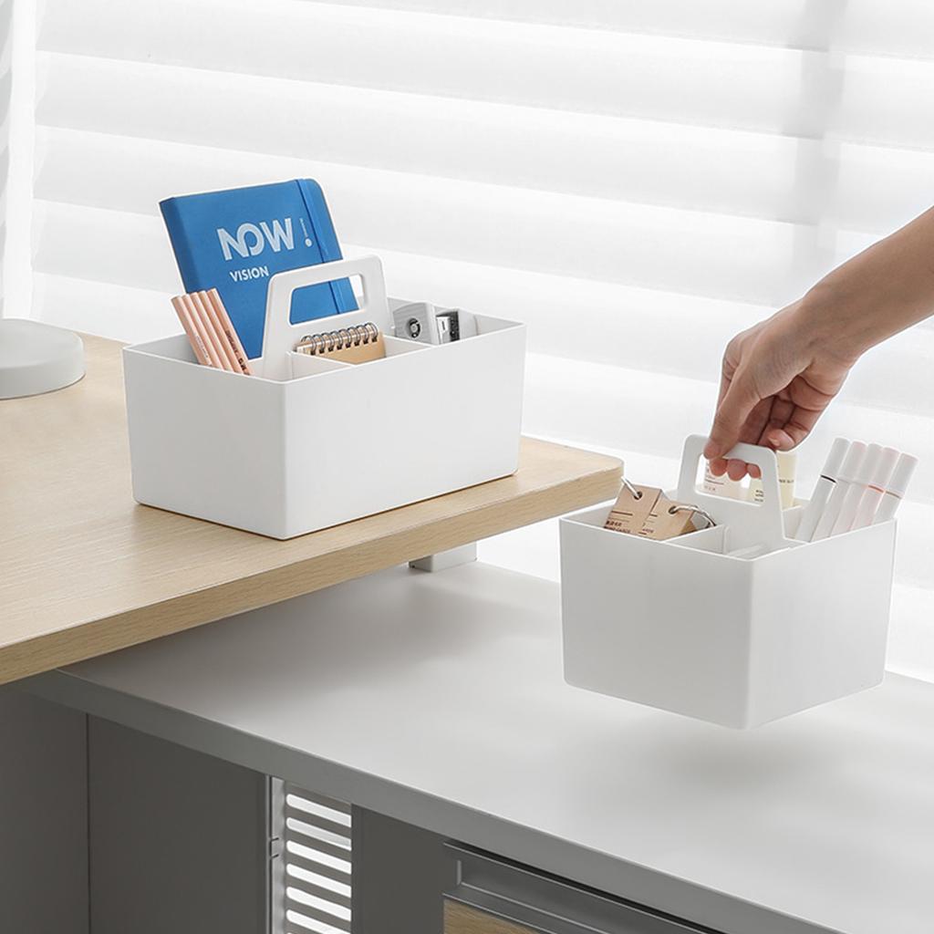 Square Rectangular Stackable Desktop Storage Organizer Divided Basket Plastic Bin 4 Compartments 5 Compartments