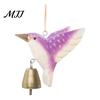 Eco Friendly Hanging Ornament Hand Carved Wooden Bird Wind Chime, Rustic Bell Decor Handmade Hummingbird Chimes with Rope, Wood Pendant for
