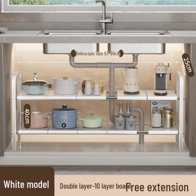 Organisateur rétractable sous l'évier: Étagère à ustensiles de cuisine et panier de rangement multicouches