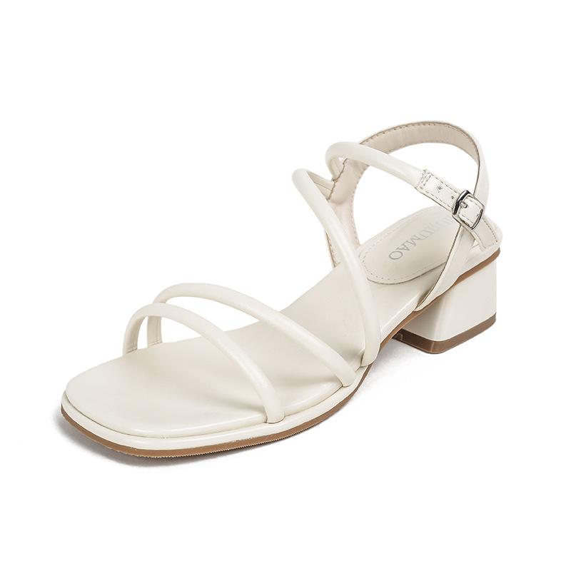 Popular Xiaoxiangfeng high heels temperament fairy style mid-heel with skirt sandals mid-heel commuting