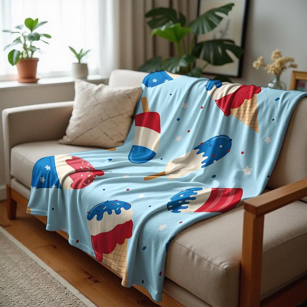 Patchwork Curved Shape Cartoon Anime Print Flannel Blanket Soft Warm Throw for Kids Bedroom Sofa Christmas Office Car