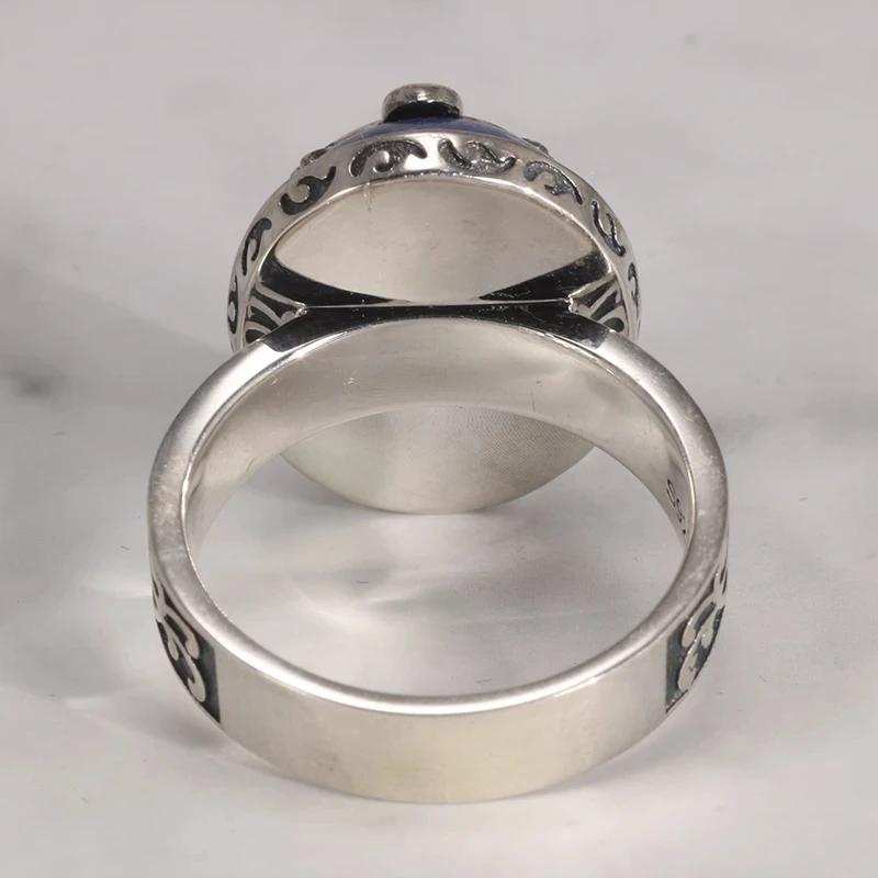 The Vampire Diaries Rings Silver Damon Salvatore Ring Men's With Lapis Lazuli Natural Stone Jewelry