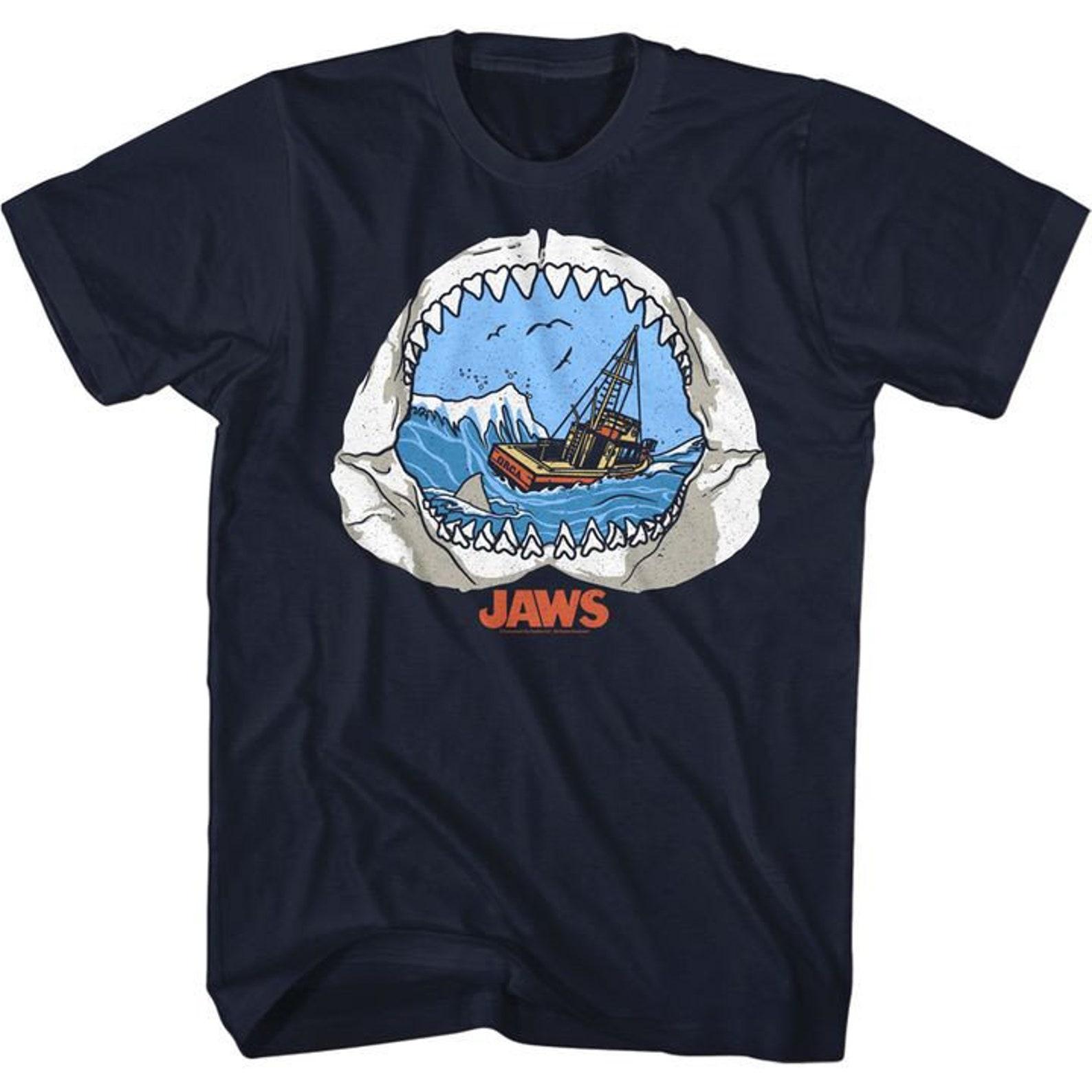 Jaws Jaw View Navy Adult Classic T-Shirt L