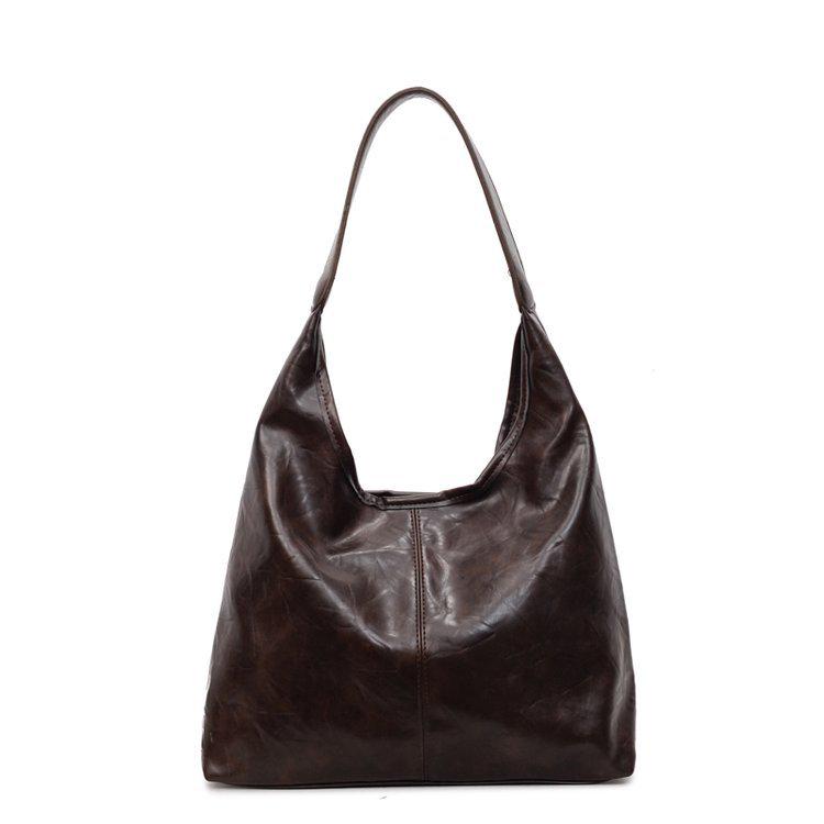 Женская модная сумка-ведро 2025: Универсальная, Текстурированная, Вместительная Наплечная Сумка для Поездок на Работу. One Size кофейный