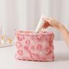 Fluffy Cute Heart Makeup Bag for Travel Daily Use Portable Pink Cosmetic Pouch for Lipstick Skincare Storage Organizer Handbags