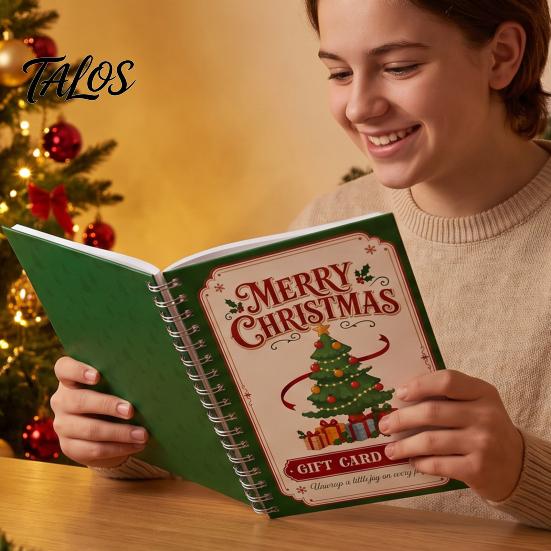 Party Favor Card Holder Merry Christmas Gift Book, DIY Spiral Bound Themed Coil Notebook Booklet, Xmas Gifts for Family, Friends, Celebrations