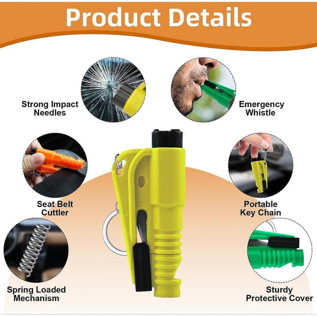 High Quality Brand New 16Pcs Car Window Breaker Key Chains, Portable 3 In 1