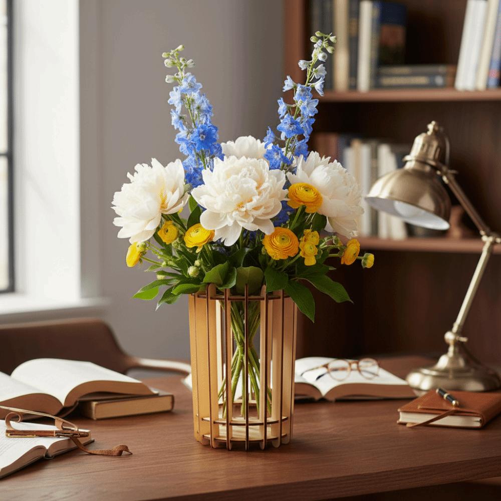 Unique DIY Wooden Vase Artistic Floral Container Creative 3D Puzzle Vase  Gift