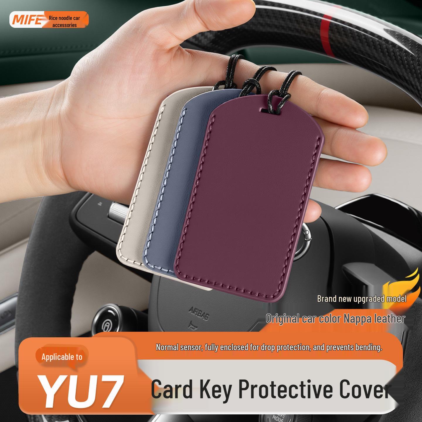 

Шкіряний NFC-тримаймер для карток для Xiaomi YU7/SU7 - Захисна обкладинка та Декоративний аксесуар YU7 Key Cover, Coral Orange, Nappa Leather