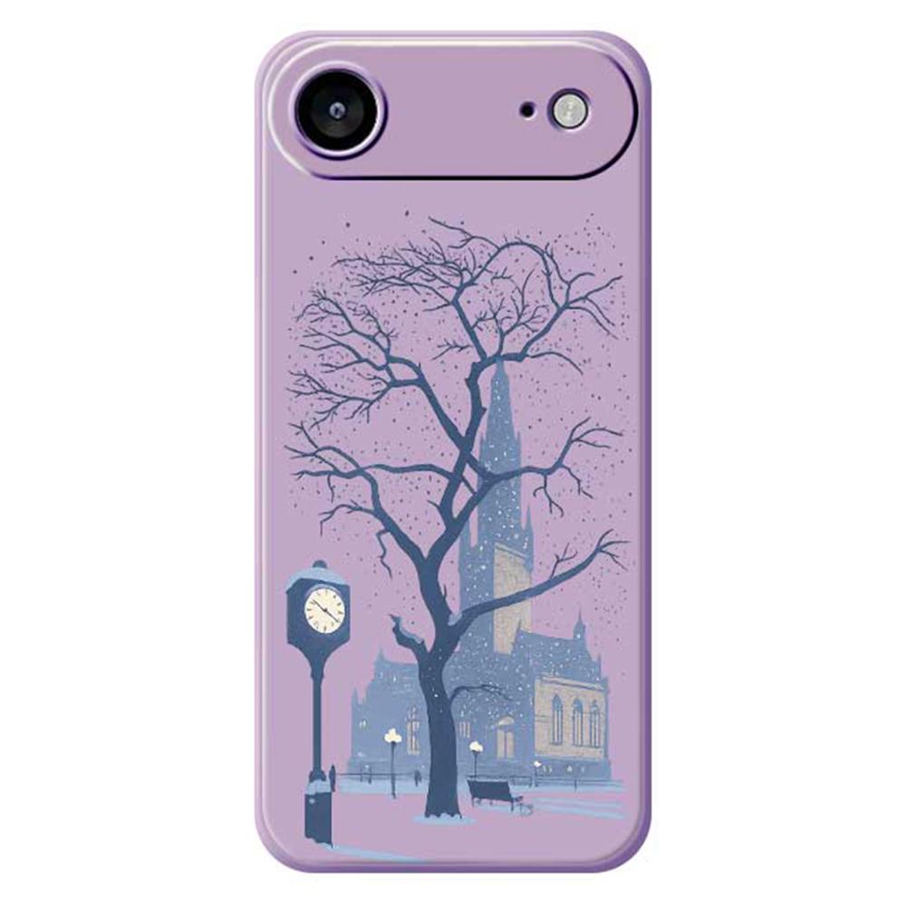 

For iPhone 17 Air Case Street Outside The Castle Pattern Printing Straight Edge TPU Phone Back Cover Purple