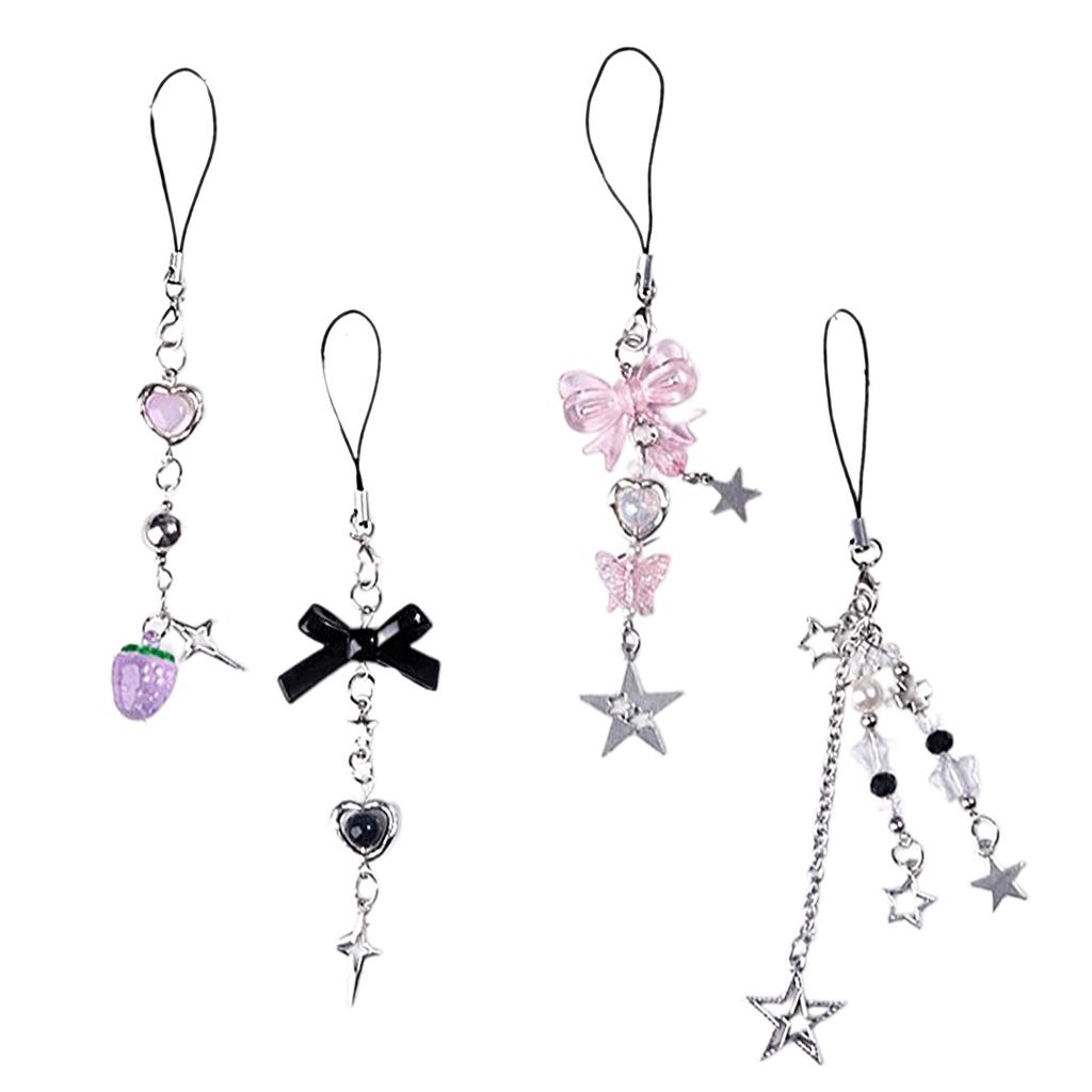 4 kusy Stylový přívěsek na telefon Cool řetízek na karty Sada přívěsků na telefon Sladký přívěsek na tašku Cool řetízek na telefon Vhodný na tašku Telefon