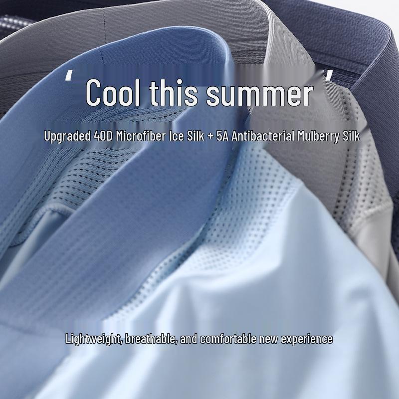 Men's Summer Ice Silk Seamless Briefs - 3-Pack, Breathable Mid-Rise Mesh Underwear