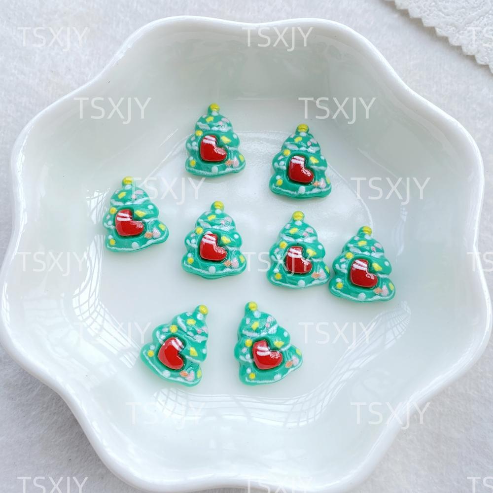 20pcs Resin Kawaii Colorful Mini Santa Trees Elk Snowman Bells Flatback Cartoon Christmas Figurine Scrapbook DIY Decor Crafts
