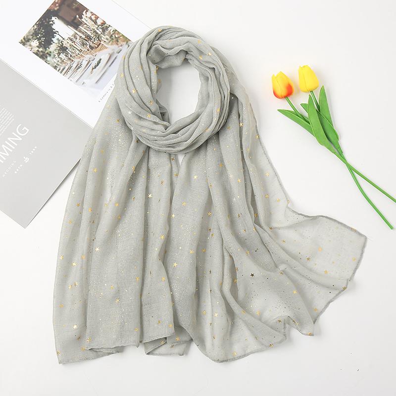 Newest Glitter Cotton Scarf Ramadan Women Muslim Fashion Hijab Golden Stars Women'S Scarves Foulard Femme Musulman Bandana