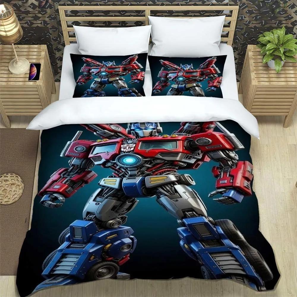 3D Printed Cartoon Gundam 2/3Piece Bedding Set: Duvet cover set suitable for adult boys and girls bedroom décor, children's gift