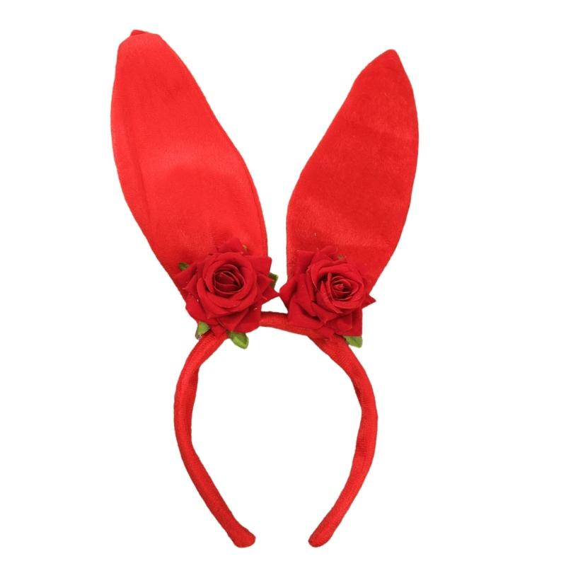 Roleplay Bunnies Girl Headband with Flower Designs Anime Headband Easter Cosplay Headdress Festival Dressingup Accessory