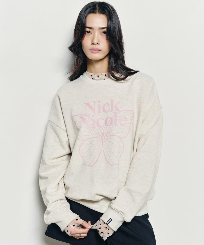 Nigaennikol Butterfly Signature Sweatshirt_Oatmeal Pink