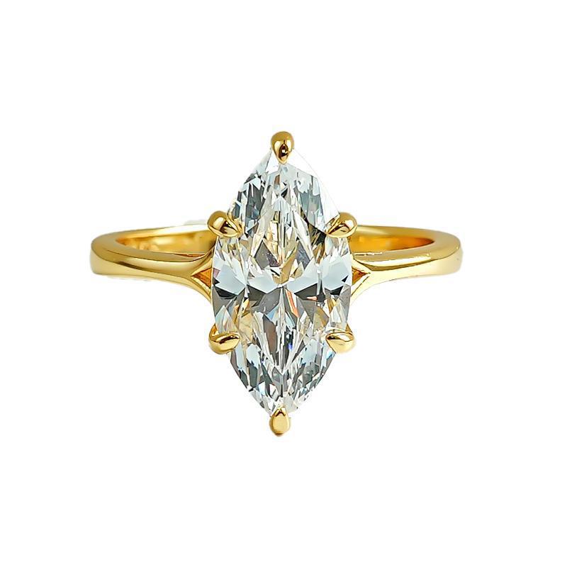 925 Silver Marquise Diamond Ring For Women 14mm Fashion Wedding Band Elegant Bridal Jewelry