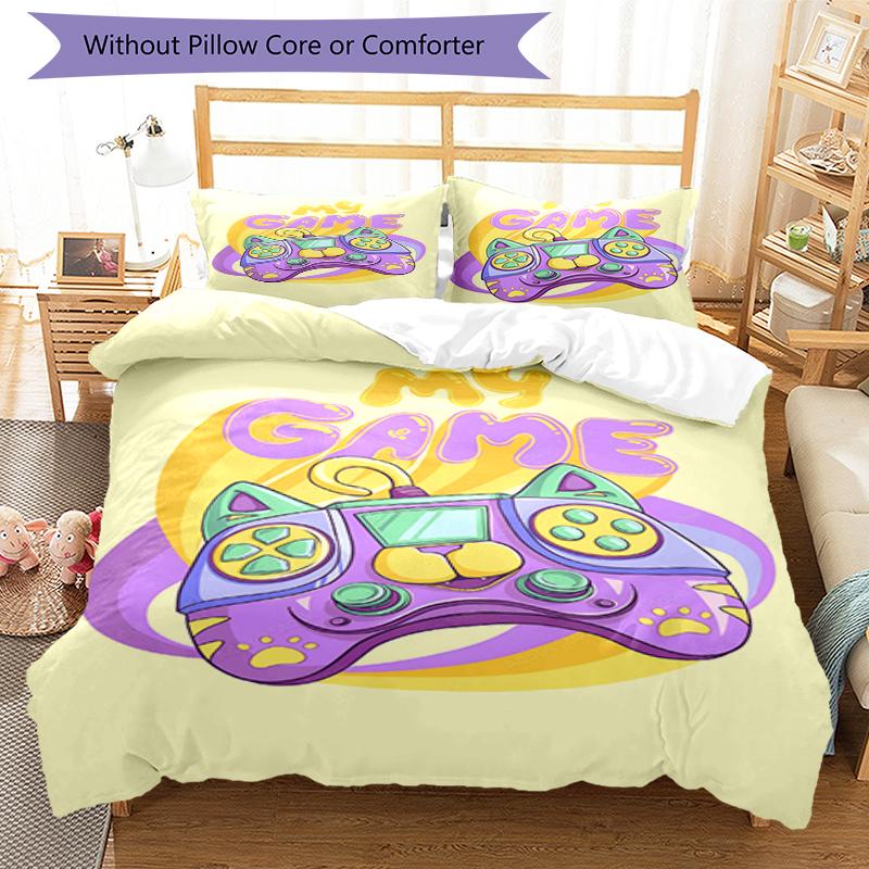 3pcs Game Controller Bedding Set Duvet Cover Closure Includes 1 Duvet Cover & 2 Pillowcases, Soft and Comfortable for All Seasons.