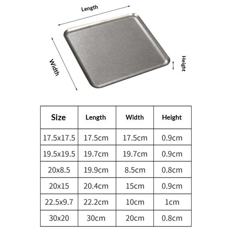 Vintage 304 Stainless Steel Snowflake Silver Square Tray Round Edge Dinner Plate Dessert Grill Tray Steak Plate Decorative Tray