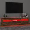 Vidaxl Szafka Pod Tv Z Oświetleniem Led, Przydymiony Dąb, 180X35X40 Cm