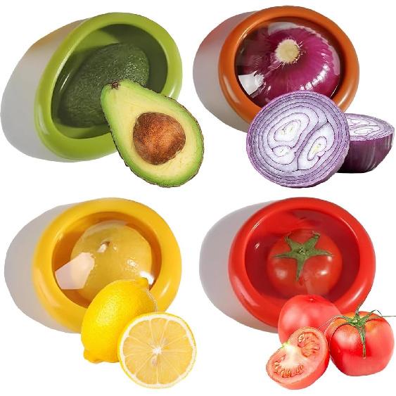 Fruit and Vegetable Anti-Oxidation Storage Box, Fruit Storage Containers for Fridge, Silicone Food Storage Containers for Onions,Lemons, Garlic and